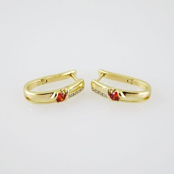 E2093 Earrings - Aretes - Zircon Stone - 14K Real Color
