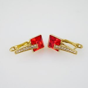 E2091 Earrings - Aretes - Zircon Stone - 14K Real Color