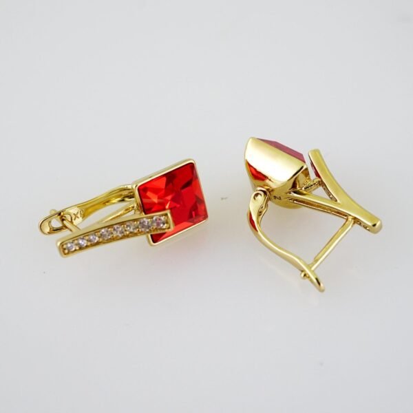 E2091 Earrings - Aretes - Zircon Stone - 14K Real Color - Image 2