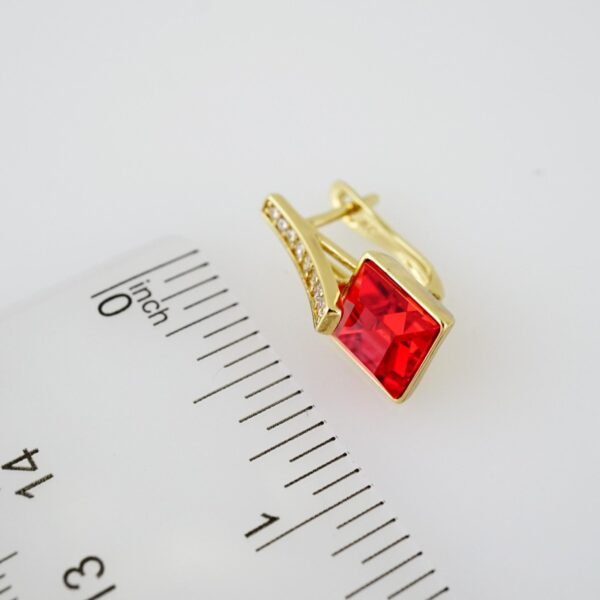 E2091 Earrings - Aretes - Zircon Stone - 14K Real Color - Image 3