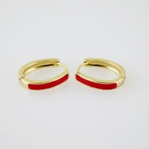 E2094 Earrings - Aretes - Plain - 14K Real Color - Red