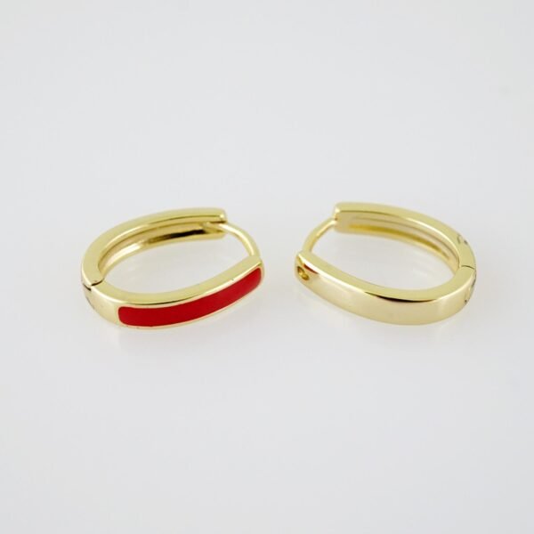 E2094 Earrings - Aretes - Plain - 14K Real Color - Red - Image 2