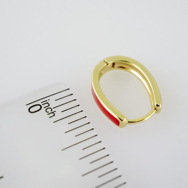 E2094 Earrings - Aretes - Plain - 14K Real Color - Red - Image 3