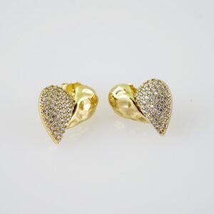 E2095 Earrings - Aretes - Zircon Stone - 14K Real Color