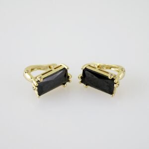 E2097 Earrings - Aretes - Zircon Stone - 14K Real Color - Black