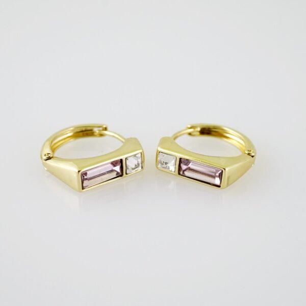 E2101 Earrings - Aretes - Zircon Stone - 14K Real Color
