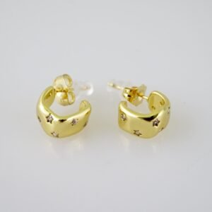 E2104 Earrings - Aretes - Zircon Stone - 14K Real Color