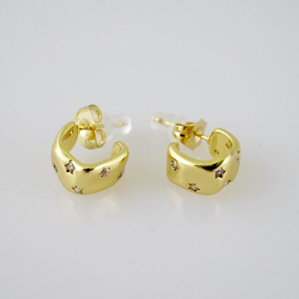 E2104 Earrings - Aretes - Zircon Stone - 14K Real Color