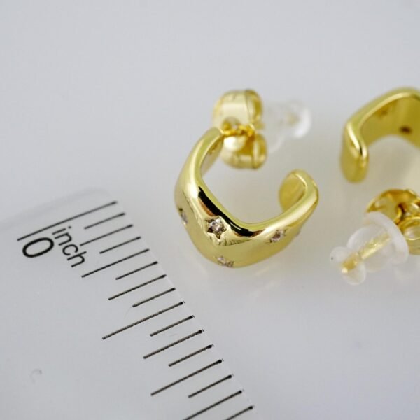 E2104 Earrings - Aretes - Zircon Stone - 14K Real Color - Image 3
