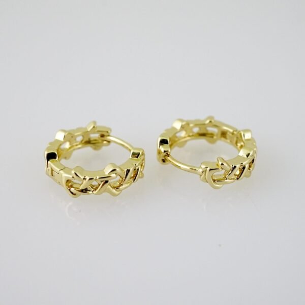 E2105 Earrings - Aretes - Plain - 14K Real Color - Image 2