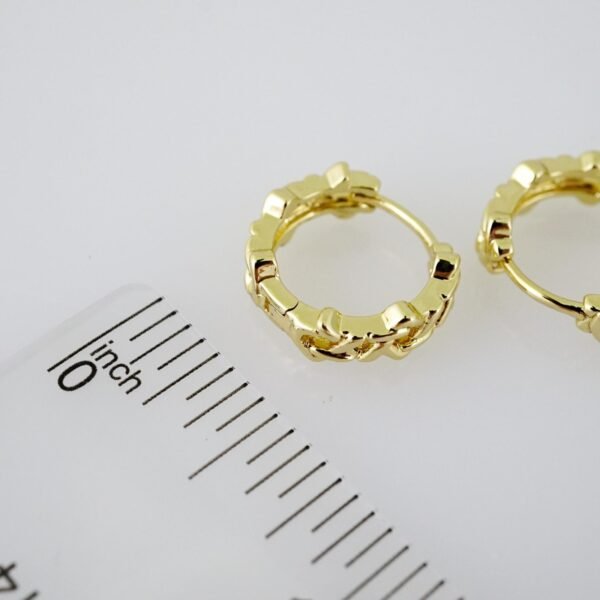 E2105 Earrings - Aretes - Plain - 14K Real Color - Image 3