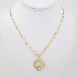 SET1612 Cadenas - Colgante -  Chain W - Pendants - 14K Real Color - Zircon Stone - 4mmX60cm