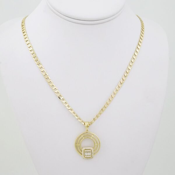 SET1612 Cadenas - Colgante -  Chain W - Pendants - 14K Real Color - Zircon Stone - 4mmX60cm