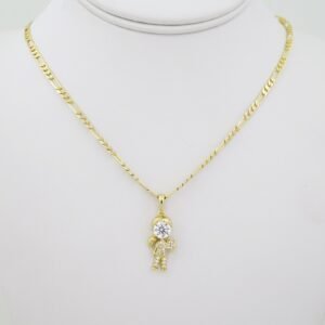 SET1615 Cadenas - Colgante -  Chain W - Pendants - 14K Real Color - Zircon Stone - 3mmX50cm