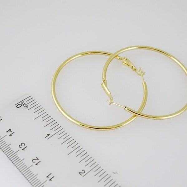 E2145 Earrings - Aretes - Plain - 14K Real Color - Image 3