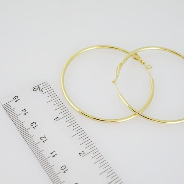 E2152 Earrings - Aretes - Plain - 14K Real Color - Image 3