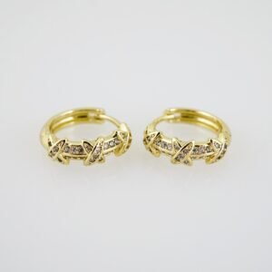 E2154 Earrings - Aretes - Zircon Stone - 14K Real Color