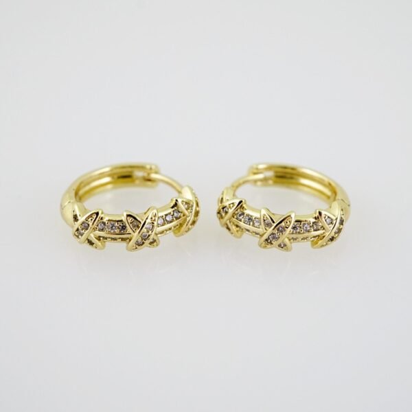 E2154 Earrings - Aretes - Zircon Stone - 14K Real Color