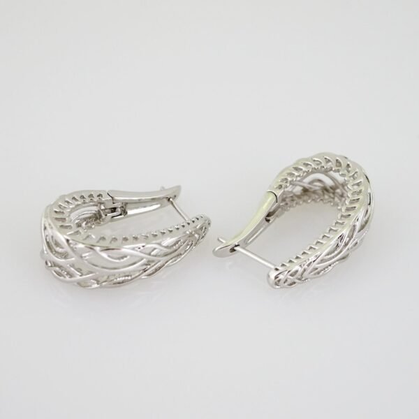 E2155 Earrings - Aretes - Zircon Stone - Silver Color - Image 2