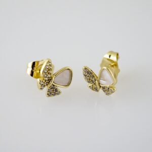 E2322 Earrings - Aretes - Zircon Stone - 14K Real Color